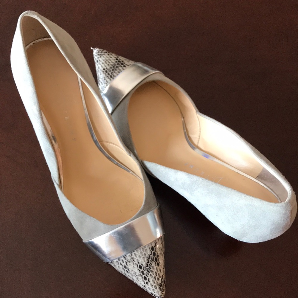 Ivanka Trump gray snakeskin heels